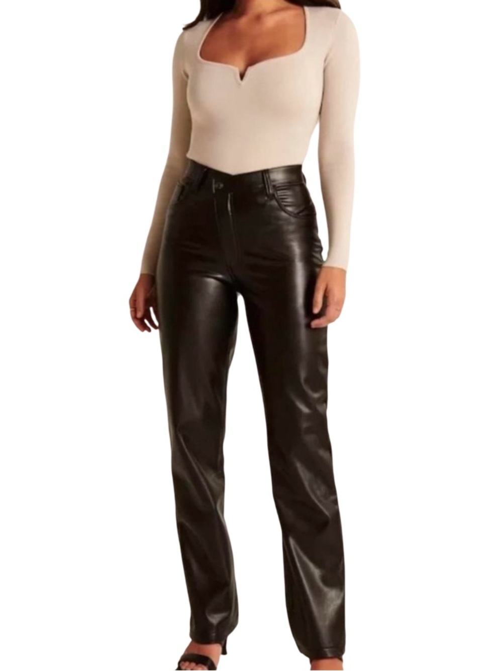 Abercrombie & Fitch Vegan Leather Straight-Leg 90s Ultra High Rise Pants